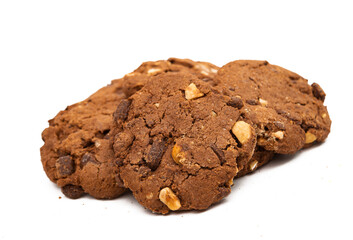 chocolate cookies with nuts isolated