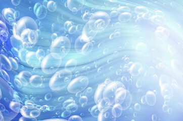   bubbles in the blue water