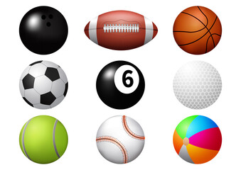 Sport ball icon set.