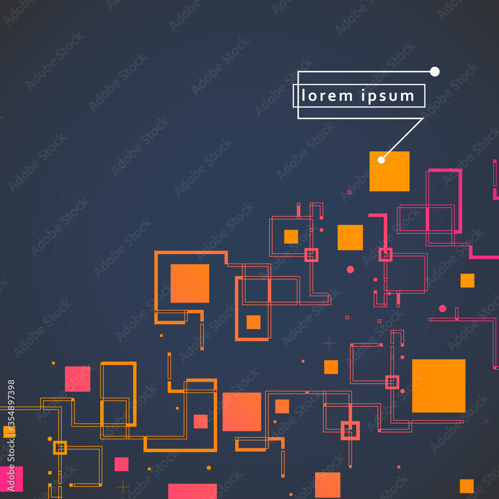 Aufkleber Square abstract shapes pattern in hipster style. Modern space style. Vector graphic illustration. Modern design template