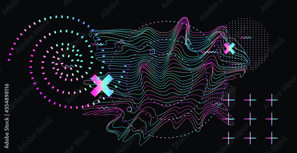 Leinwandbilder abstract black and white glitched generative art background with geometric composition. conceptual s