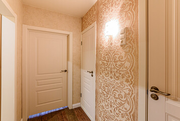 Russia, Moscow- January 27, 2020: interior room apartment modern bright cozy atmosphere. general cleaning, home decoration, preparation of house for sale