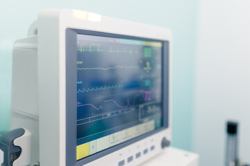 Medical vital signs monitor instrument in a hospital.