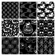 Halloween seamless patterns set