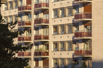 Paris,  Boulogne Billancourt district France. High views on home buildings in rue de Silly 