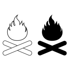 bonfire icon vector set. tourism llustration sign collection. fire symbol. camping logo.