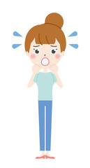 困ってあせる主婦のイラスト1