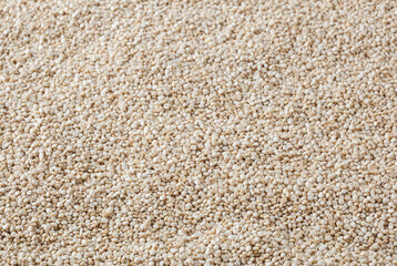 Dried white quinoa seeds background
