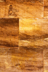 Abstract decorative wall of natural stone. Background, limestone wall texture, shell rock blocks. Great background or texture. Landscape style