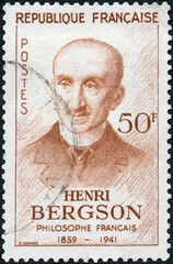 FRANCE - 1959: shows portrait of Henri Bergson (1859-1941), philosopher, 1959