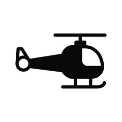 Helicopter icon on isolated white background, Helicopter glyph icon, Solid vector sign, Glyph style pictogram isolated on white. Helicopter icon vector illustration