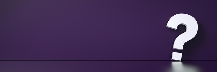 question mark in front of a red color wall background. Business support concept - 3D Rendering.