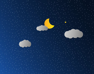 vector night sky, moon and stars