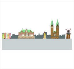 Obraz premium Skyline of the city of Bremen in Germany. illustration for web and mobile design.