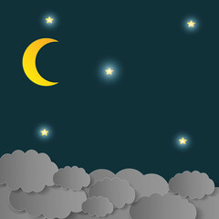Obraz na płótnie Canvas vector night sky, moon and stars