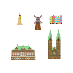 Fototapeta premium Skyline of the city of Bremen in Germany. illustration for web and mobile design.