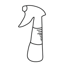 Cute hand drawn sprayer. Doodle vector illustration for bathroom interior. Isolated on white background.
