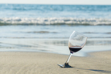 Wine Glass on the Beautiful Beach