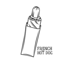French hot dog in paper packaging