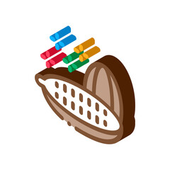 Cocoa Fruit Icon Vector. Isometric Cocoa Fruit Sign. Color Isolated Symbol Illustration