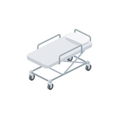 Medical stretcher. Vector 3d isometric, color web icon, new flat style. Creative illustration design, isolated graphic idea for infographics.