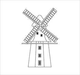 mill of the city of bremen in germany. illustration for web and mobile design. - obrazy, fototapety, plakaty