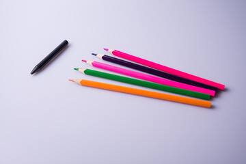 color pencils on white background