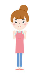 指差しする主婦のイラスト2