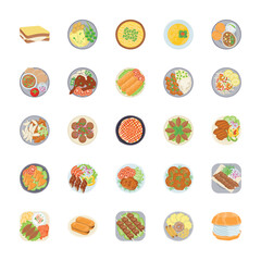 Dishes Flat Vector Icons Pack 