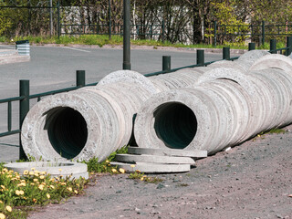 Stacked concrete cylindrical rings