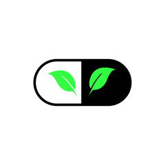 Herbal capsule icon vector