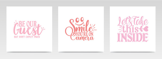 Doormat quotes letter typography set illustration.