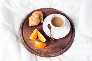 Croissant and coffee cup