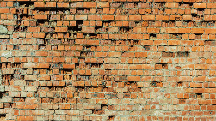 old red brick wall with destruction backgrounds, textures