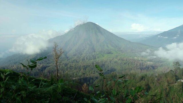 high volcano with clouds on Java island