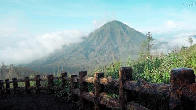 high volcano with clouds on Java island