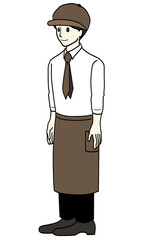 帽子と制服の女性店員　カフェ