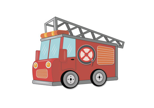 Red kids fire truck illustration