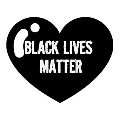 An illustration of black heart with black lives matter word.