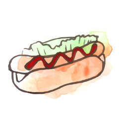 夏のイラスト：ホットドッグ