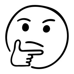 Thinking Face emoji. Doodle thinking emoji