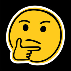 Thinking Face emoji. Doodle thinking emoji