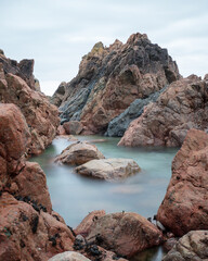 Fototapeta na wymiar rocky coast of the sea in Guernsey