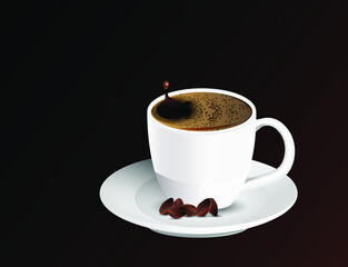 cup of coffee with beans