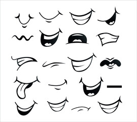 Set cute Cartoon mouth poses In Vector High quality original trendy vector set of cartoon mouth
