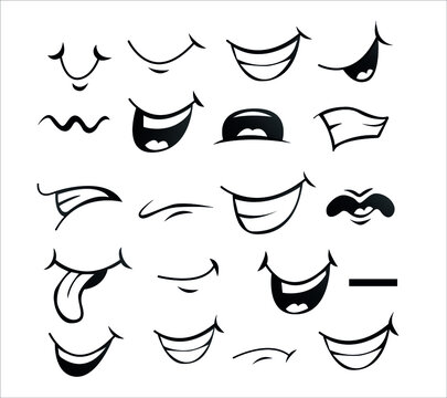 Set cute Cartoon mouth poses In Vector High quality original trendy vector  set of cartoon mouth Stock Vector | Adobe Stock