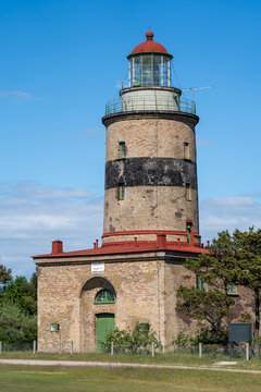Lighthouse in Falsterbo, Sweden, built 1795. Selective focus. Photo taken in June 2020.