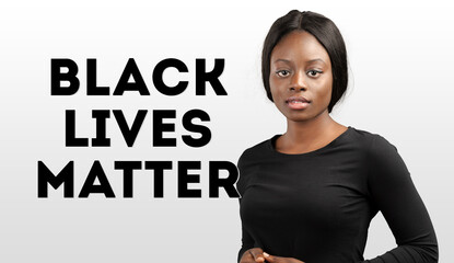 Black lives matter. Anti-racism concept with portrait of black woman