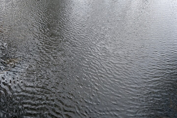 Waves on lake water from top.