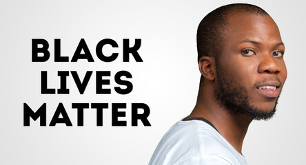 Black lives matter. Anti-racism concept with black man portrait